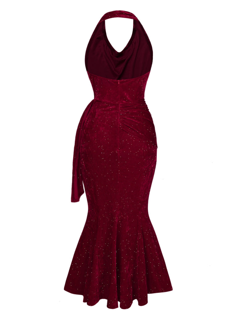 Deep Red 1930s Glitter Cowl Neck Mermaid Dress — the kind of 1930s dress that makes strangers smile