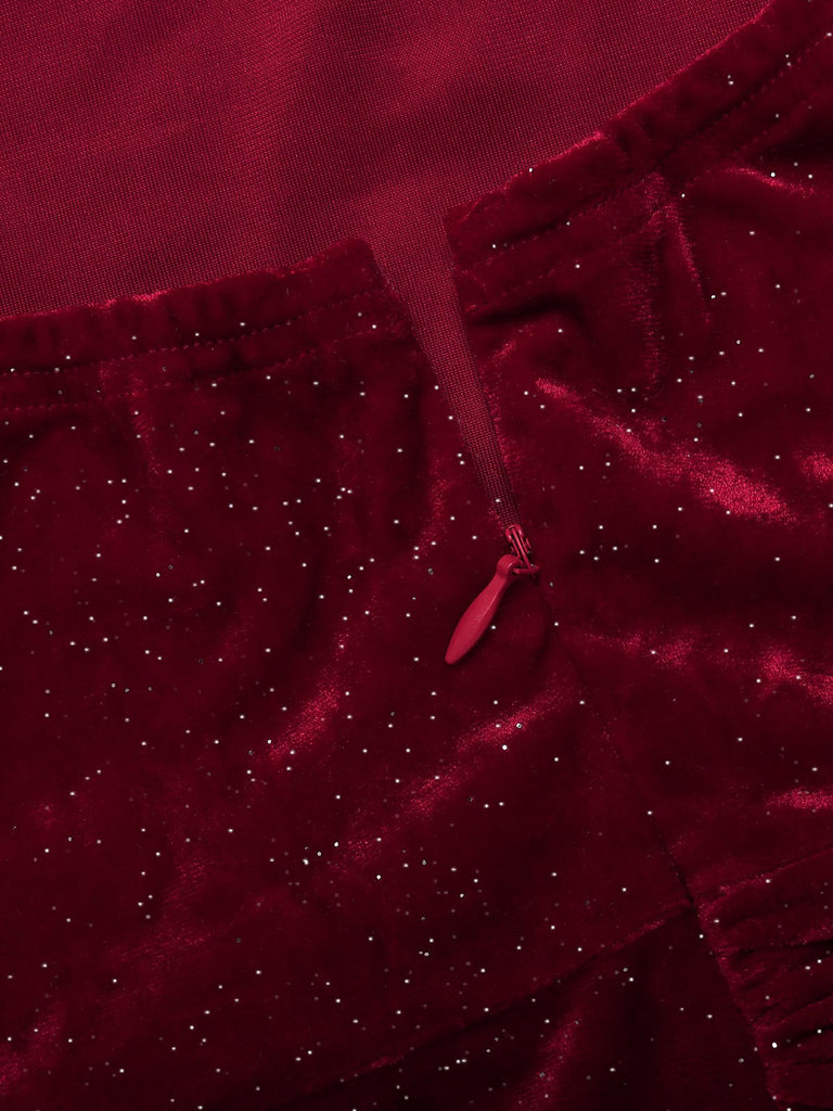 Deep Red 1930s Glitter Cowl Neck Mermaid Dress — a 1930s silhouette that turns sidewalks into runways