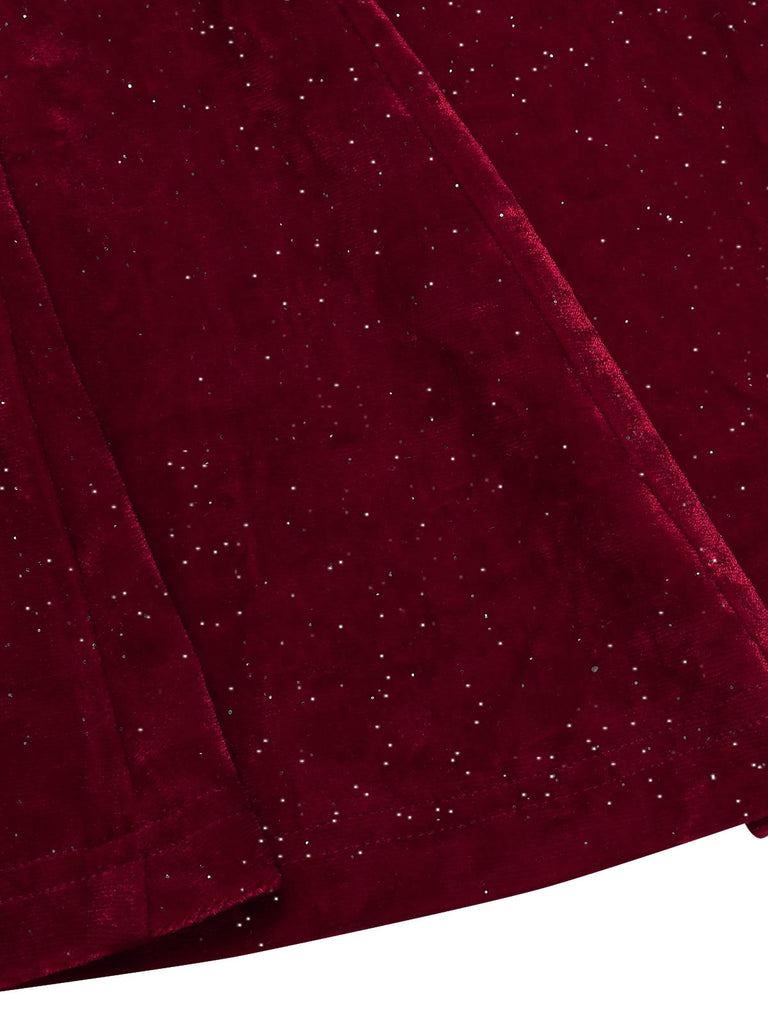 Deep Red 1930s Glitter Cowl Neck Mermaid Dress: where 1930s romance meets her modern spirit