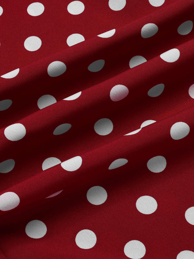 Deep Red 1940s Polka Dot Straps Jumpsuit, vintage romper, retro jumpsuit - perfect for women who love vintage and retro fashion