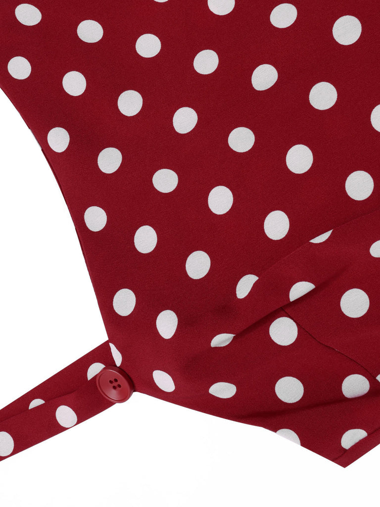 Deep Red 1940s Polka Dot Straps Jumpsuit, vintage romper, retro jumpsuit - perfect for women who love vintage and retro fashion