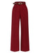 These Deep Red 1950s Stripes Wide Leg Belted Pants carry 1950s ambition in every seam