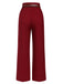 Deep Red 1950s Stripes Wide Leg Belted Pants — 1950s style for the woman going places