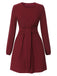 Deep Red 1960s Solid Tie Waist Dress, vintage dress, retro fashion - perfect for women who love vintage and retro fashion