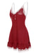 Deep Red 1970s Spaghetti Straps Lace Nightgown, vintage fashion, retro style - perfect for women who love vintage and retro fashion