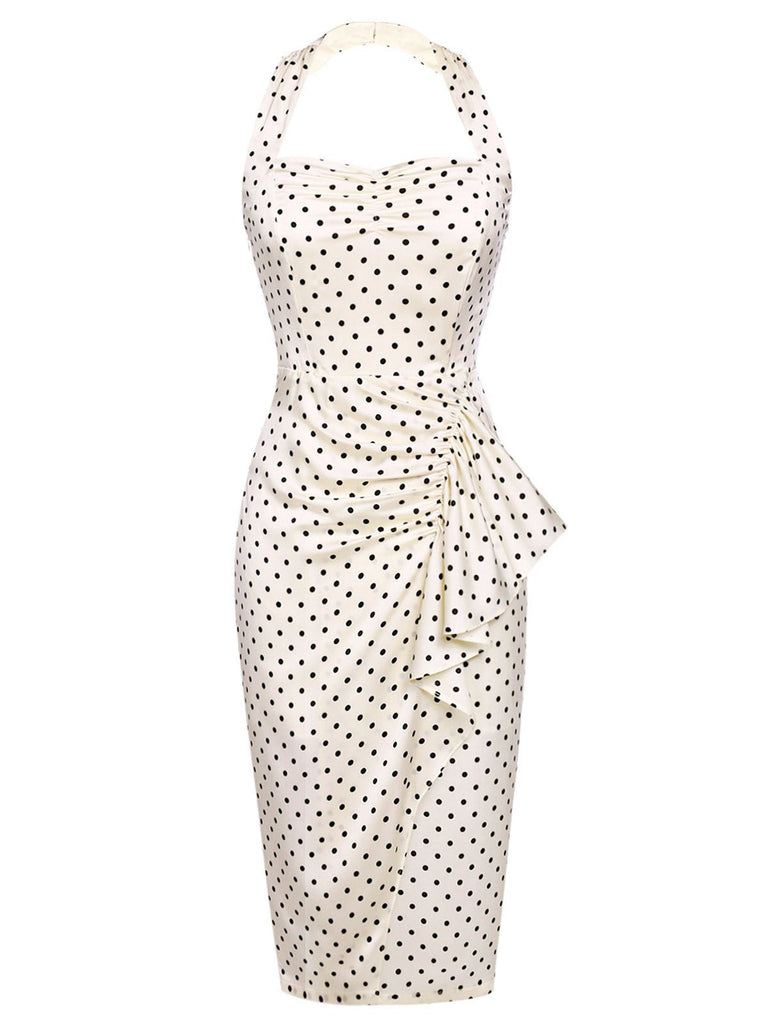 2PCS Polka Dot Ivory Pencil Dress & Sky Blue Strap Dress - vintage dress, retro fashion