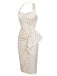 2PCS Polka Dot Ivory Pencil Dress & Sky Blue Strap Dress - vintage dress, retro fashion