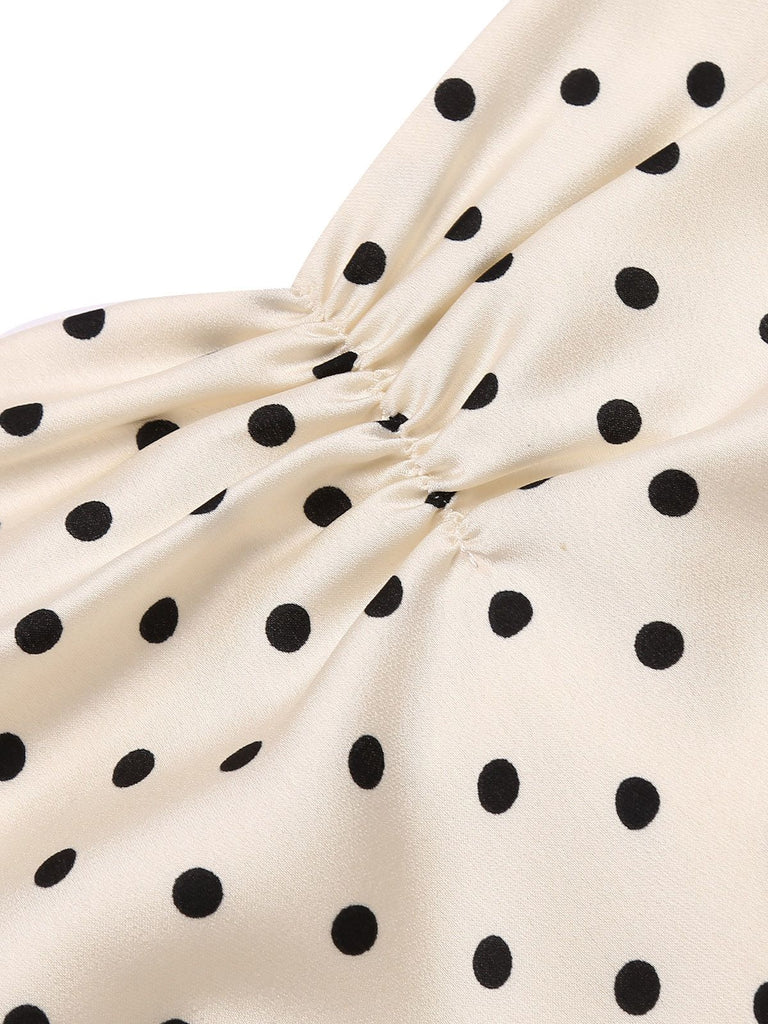2PCS Polka Dot Ivory Pencil Dress & Sky Blue Strap Dress - vintage dress, retro fashion