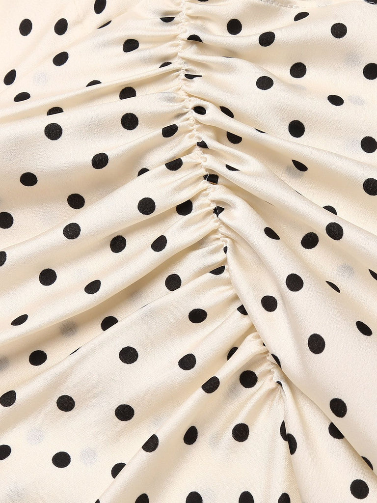 2PCS Polka Dot Ivory Pencil Dress & Sky Blue Strap Dress - vintage dress, retro fashion