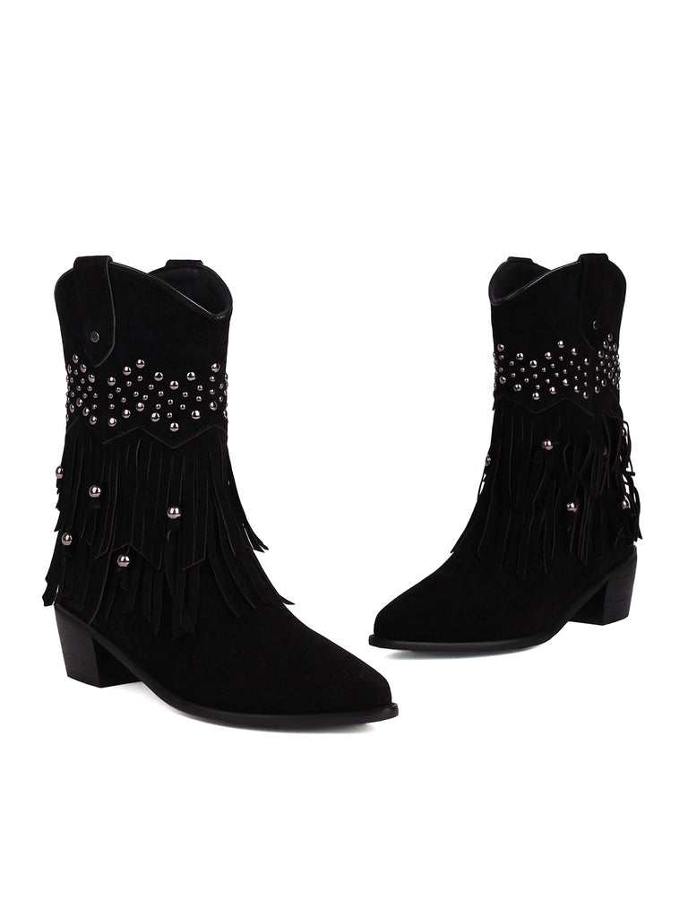 Flannelette Cone Heel Western Boots: timeless vintage elegance she makes her own