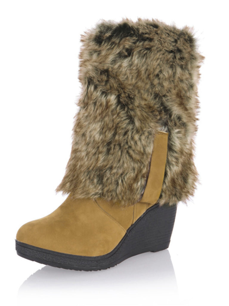 Frosted Leather Wedge Heel Knee High Boots: timeless vintage elegance she makes her own