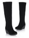 Frosted Leather Wedge Heel Knee High Boots — vintage vintage charm for her modern wardrobe