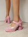 Patent Leather Block Heel Square Toe High Heels