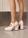 Patent Leather Block Heel Square Toe High Heels