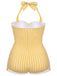 Gingham 1950s Halter Bowknot One-piece Swimsuit — vintage elegance for the modern woman