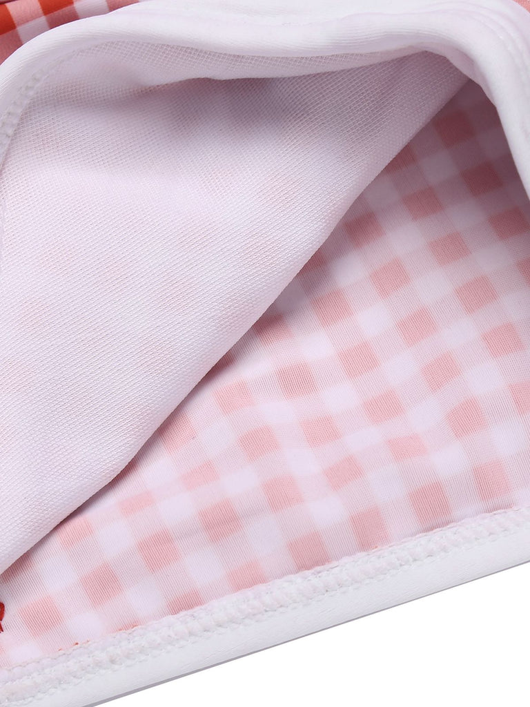 Gingham 1950s Halter Bowknot One-piece Swimsuit: 1950s Riviera elegance, reimagined for her