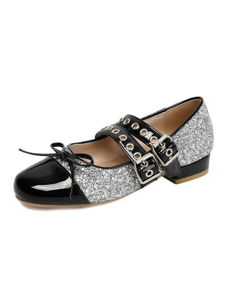 Glitter Buckle Details Mary Jane Heels - vintage shoes, retro heels