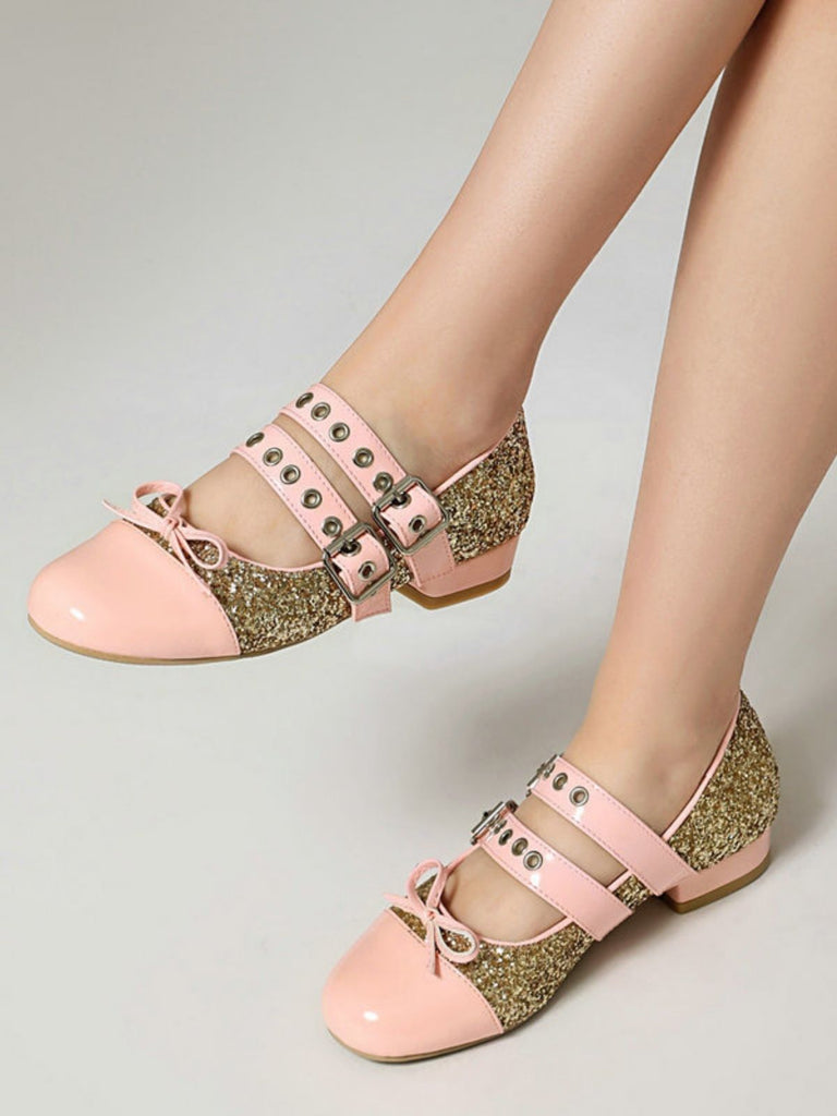 Glitter Buckle Details Mary Jane Heels - vintage shoes, retro heels