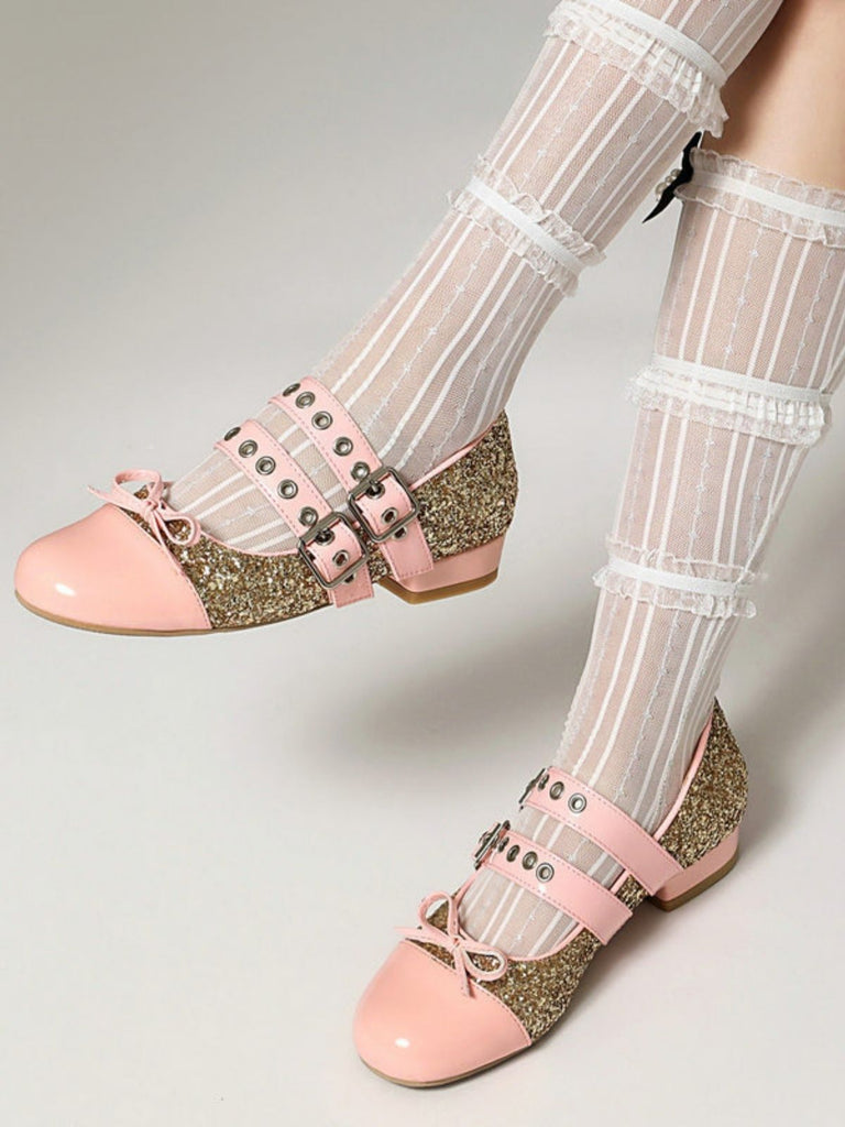 Glitter Buckle Details Mary Jane Heels - vintage shoes, retro heels