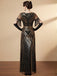 Gold 1920s Sequin Tassel V-Neck Maxi Dress - vintage dress, retro fashion, Gatsby party