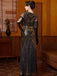 Gold 1920s Sequin Tassel V-Neck Maxi Dress - vintage dress, retro fashion, Gatsby party