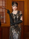 Gold 1920s Sequin Tassel V-Neck Maxi Dress - vintage dress, retro fashion, Gatsby party