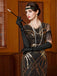 Gold 1920s Sequin Tassel V-Neck Maxi Dress - vintage dress, retro fashion, Gatsby party