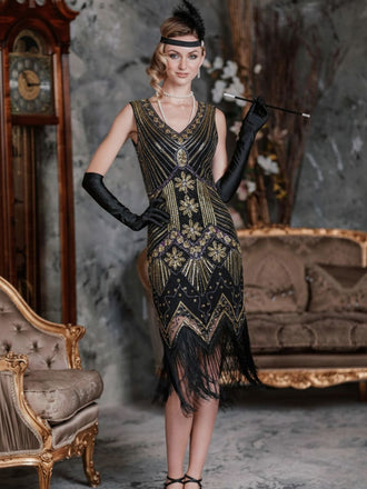 Gold 1920s Sequined Flapper Dress: timeless style reimagined