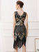 Gold 1920s Tassel Sequined Sleeveless Gatsby Dress: where 1920s romance meets her modern spirit