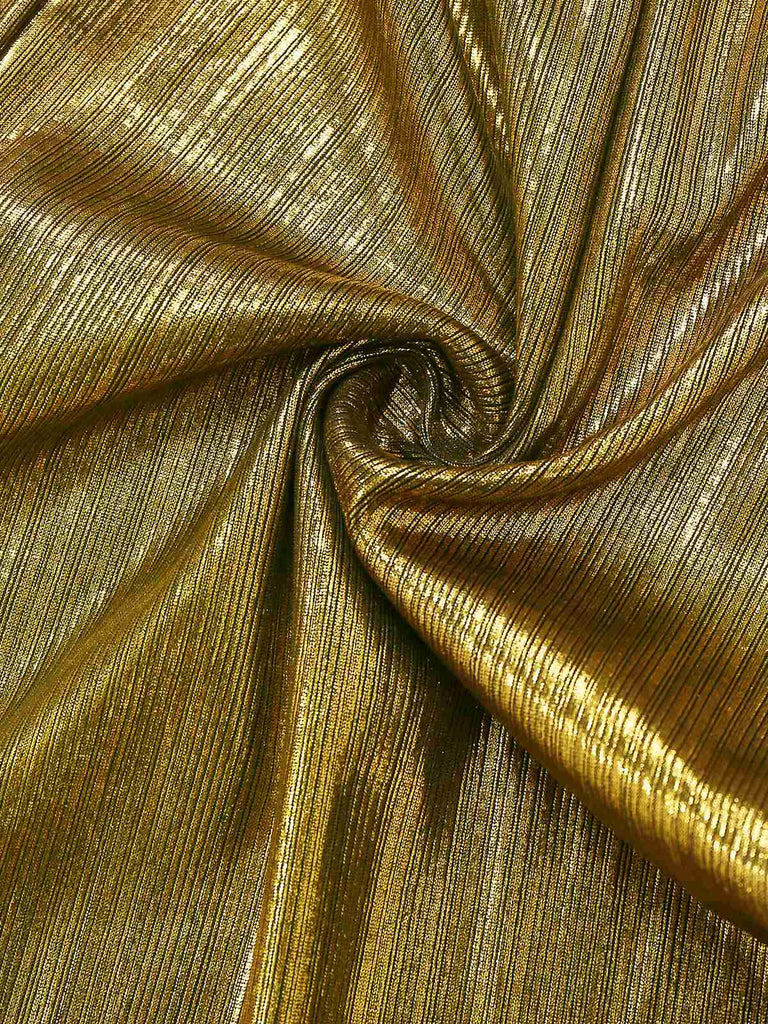 Gold 1930s Metallic Fabric V-Neck Jumpsuit - vintage jumpsuit, retro fashion, glamorous gold