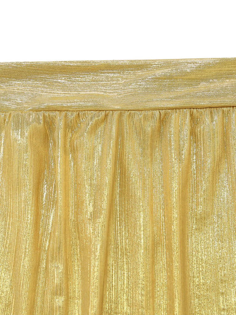 Gold 1980s Metallic Wrap Bow Detail Cover Up - vintage fashion, retro style, glamorous gold