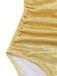 Gold 1980s Ruched Pearl Straps One-Piece Swimsuit - vintage swimsuit, pin-up style, glamorous gold