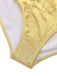 Gold 1980s Ruched Pearl Straps One-Piece Swimsuit - vintage swimsuit, pin-up style, glamorous gold