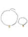 Gold Heart Pendant Necklace & Bracelet Set - vintage fashion, retro style, glamorous gold