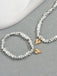 Gold Heart Pendant Necklace & Bracelet Set - vintage fashion, retro style, glamorous gold