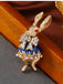 Gold-Tone Crystal Rabbit Brooch - vintage fashion, retro style, glamorous gold