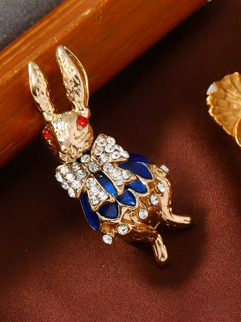 Gold-Tone Crystal Rabbit Brooch - vintage fashion, retro style, glamorous gold