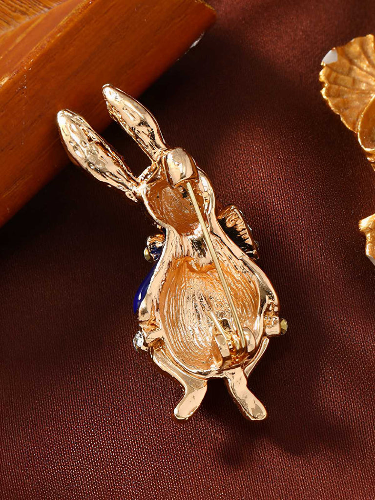 Gold-Tone Crystal Rabbit Brooch - vintage fashion, retro style, glamorous gold