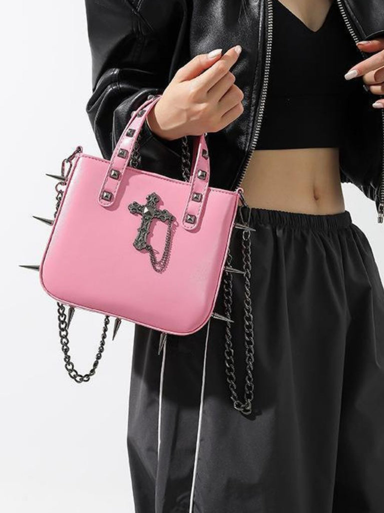 Gothic PU Leather Punk Studded Handbag - vintage fashion, retro style