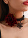 Gothic Spider Web & Rose Choker Collar Necklace, vintage fashion, retro style - perfect for women who love vintage and retro fashion