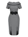 Gray 1960s Boat Neck Polka Dots Pencil Dress - vintage dress, retro fashion