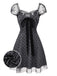 Gray 1960s Bowknot Mesh Patchwork Polka Dot Dress - vintage dress, retro fashion