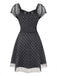 Gray 1960s Bowknot Mesh Patchwork Polka Dot Dress - vintage dress, retro fashion