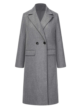 Gray 1960s Over Knee Lapel Coat, vintage coat, retro outerwear - perfect for women who love vintage and retro fashion