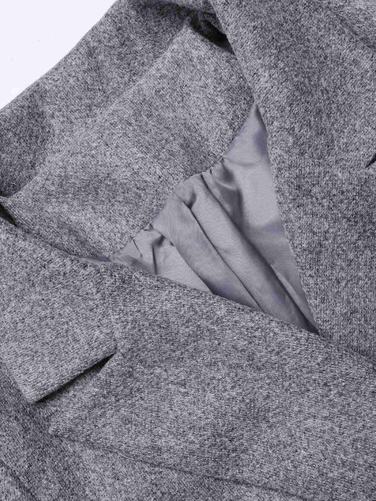 Gray 1960s Over Knee Lapel Coat, vintage coat, retro outerwear - perfect for women who love vintage and retro fashion