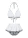Gray & White 1940s Gingham Plaid Bow Halter Swimsuit — because 1940s glamour never goes out of style