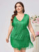 Green 1920s V-Neck Tassels Flapper Dress: where 1920s romance meets her modern spirit