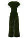 Green 1930s Buttoned V-Neck Velvet Jumpsuit, vintage romper, retro jumpsuit - perfect for women who love vintage and retro fashion