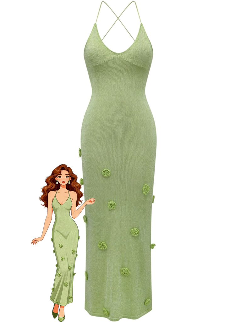Green 1930s Crochet Knit Cover-Up Dress - vintage dress, retro fashion for vintage lovers