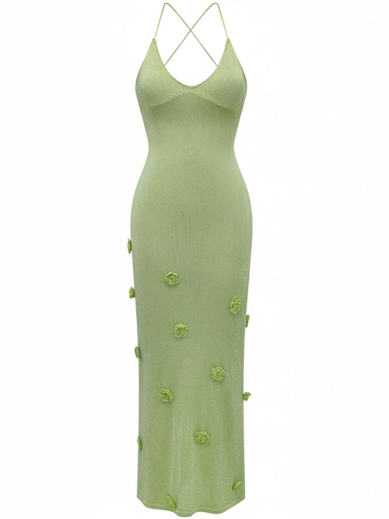 Green 1930s Crochet Knit Cover-Up Dress - vintage dress, retro fashion for vintage lovers